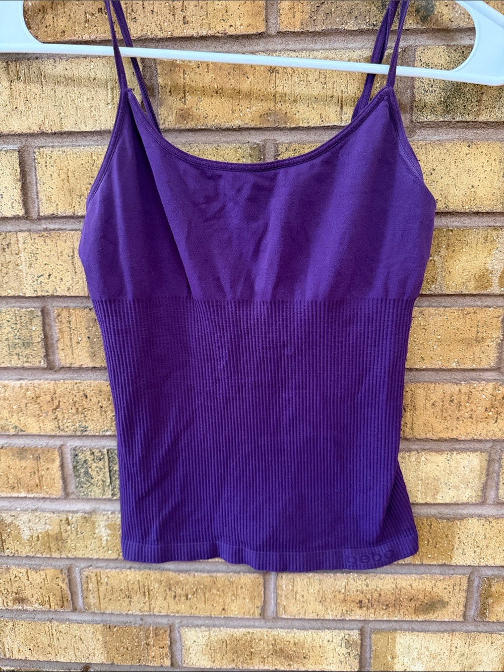 bebe Purple Ribbed Spaghetti-Strap Camisole